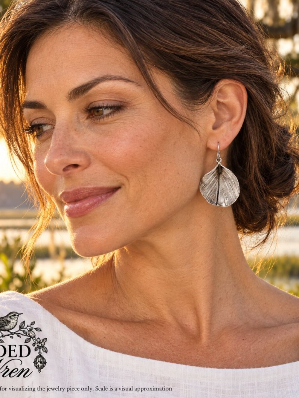 Artisan Made Leaf Dangle Earrings Hand Textured Botanical Statement 1.9”
